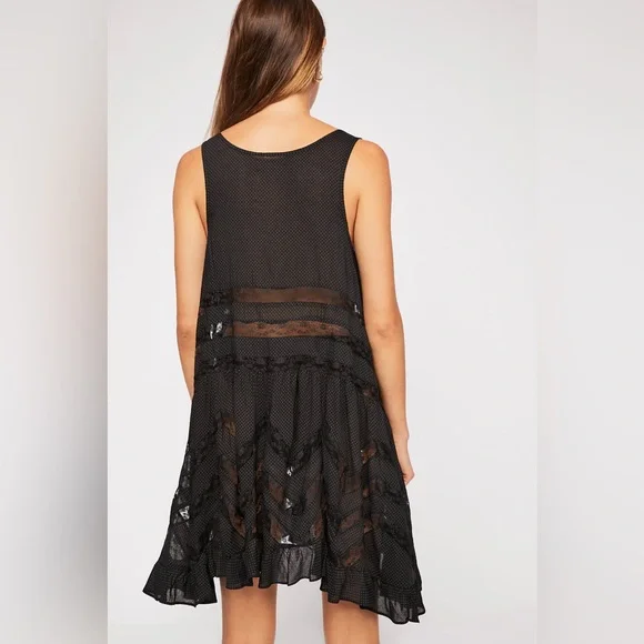 **SOLD** Free People Voile and Lace Trapeze Slip in all black - S - Picture 4 of 17